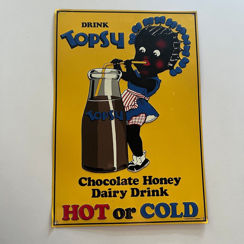 9.5”x14” Topsy Chocolate Honey Dairy Drink Vintage VTG Metal Promo Sign